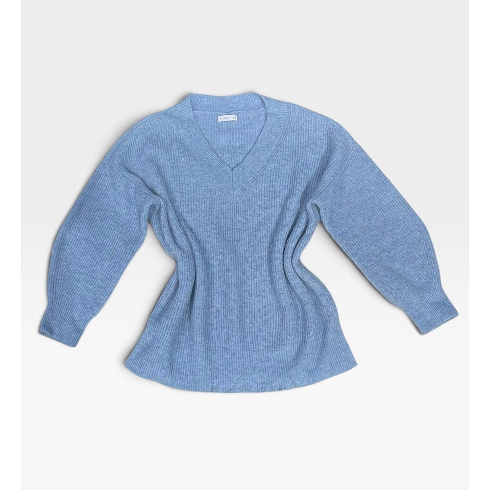 LC Lauren Conrad Women's Large Blue Ribbed Sweater Side Slit
